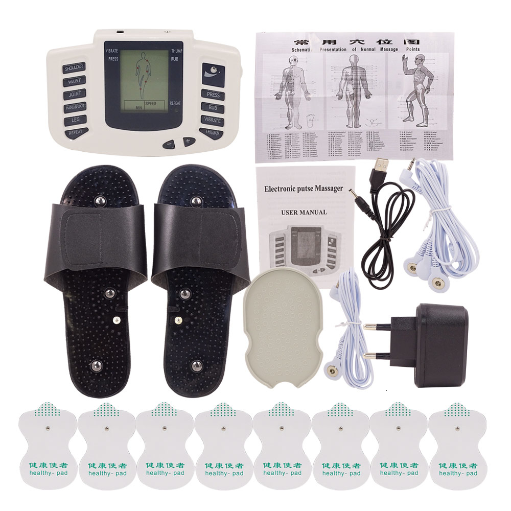 16PADS En RU ButtonElectric body massage Tens Acupuncture Machine Electrod Pads Muscle Stimulator Healthy care Y191203