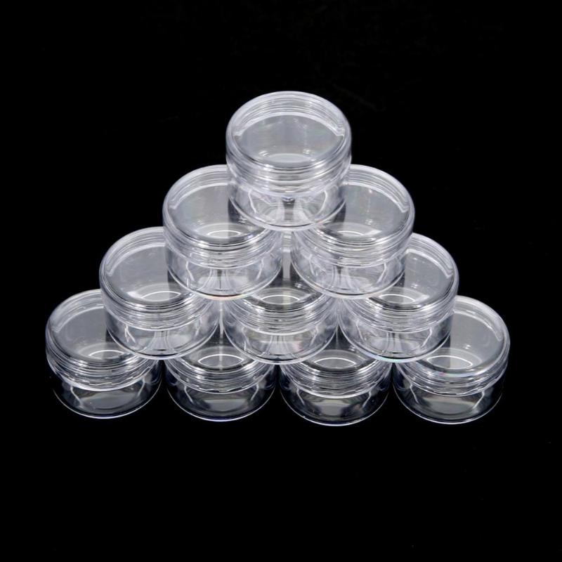 Storage Bottles & Jars 10 Pcs Mini Cosmetic Empty Jar Pot Eyeshadow Makeup Face Cream Container Plastic Nail Art Bead Round