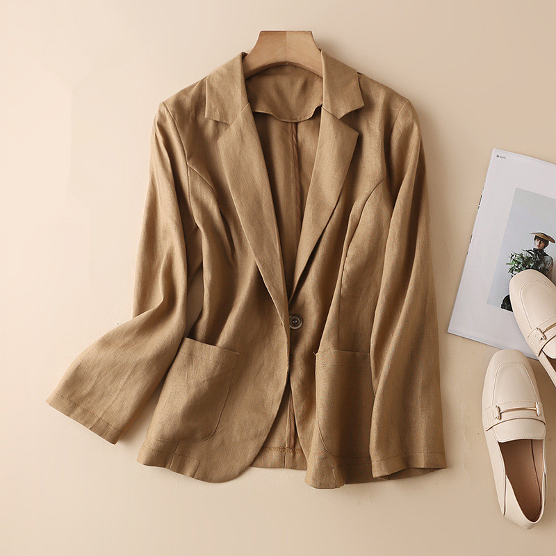 Women's blazer fashion commuter short blazer summer new long-sleeved linen suit jacket casual women's suit jacket, Black
Women's blazer fashion commuter short blazer summer new long-sleeved linen suit jacket casual women's suit jacket, Black