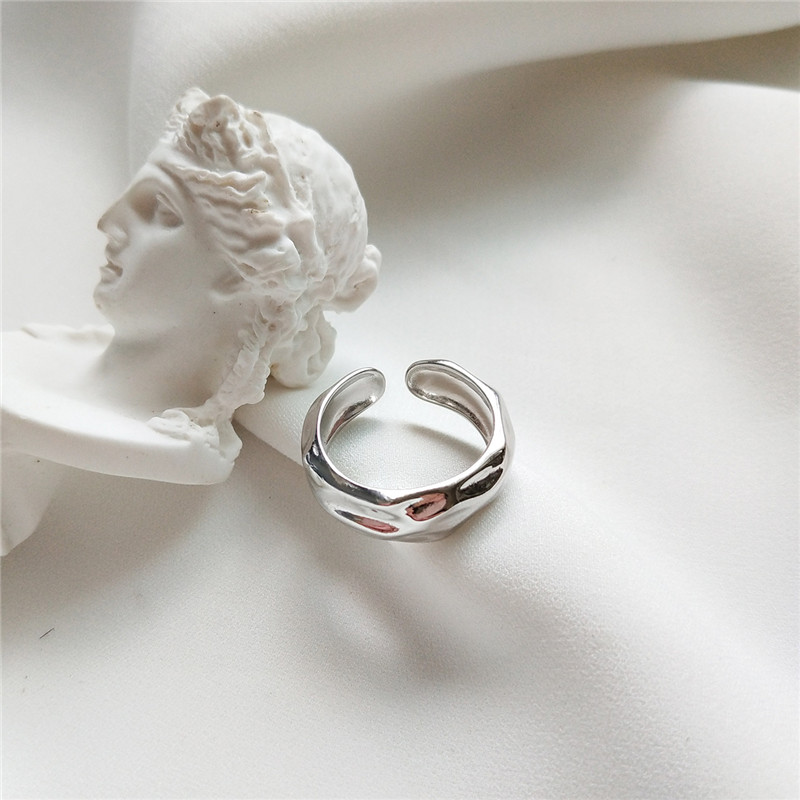 Authentic 925 Sterling Silver Tin Foil Paper Style Open Size Rings New Fashion Simple Adjustable Statement Ring For Women