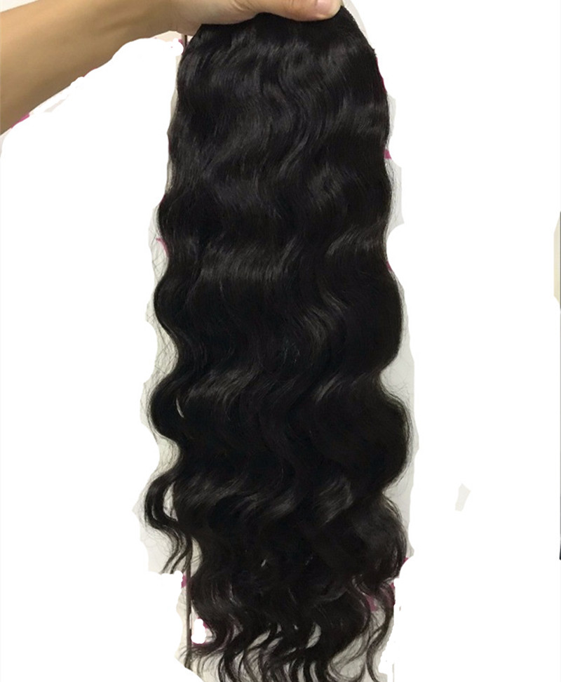 Wrap Around Ponytail Hair Extension One Piece 140g Full Head Magic Paste Hairpiece Brazilian Virgin Human Wavy Curly 20'' Natural Color