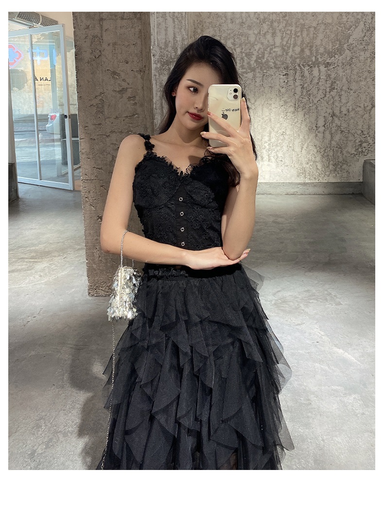 New design womens sexy 3D flower beading patchwork lace spaghetti strap padded bustier short vest camisole tank tops S M L