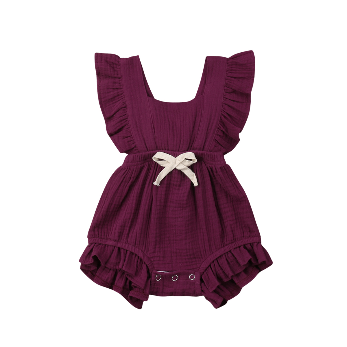 6 Color Cute Baby Girl Ruffle Solid Color Romper Jumpsuit Outfits Sunsuit for Newborn Infant Children Clothes Kid Clothing