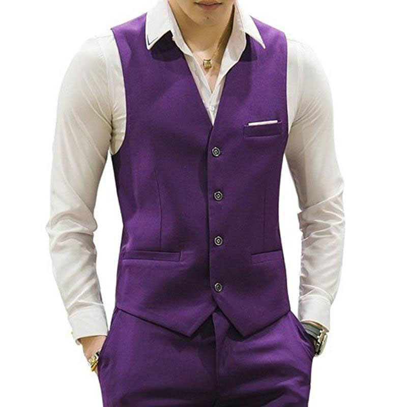 Three Piece Purple Evening Party Formal Men Suits Trim Fit Notched Lapel Custom Made Wedding Tuxedos (Jacket + Pants +Vest) For Sale