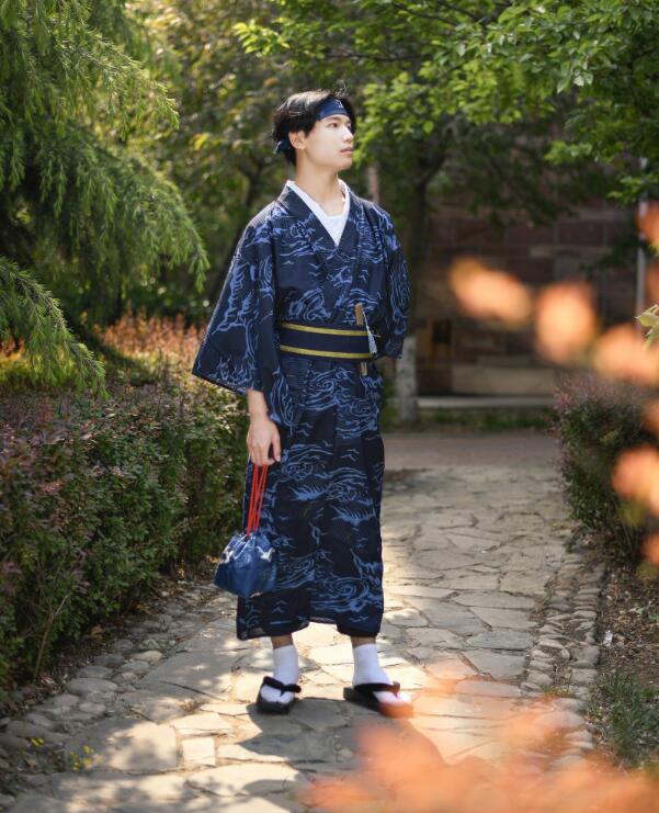 Tokyo Osaka Pajama Robe formal Clothing Male kimono Traditional Japanese Garment man Standard kimono Polyester Blend Cotton bathrobe