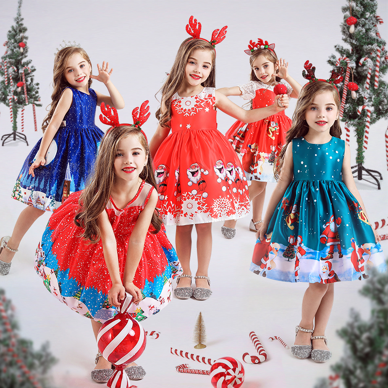 Baby flower Girl Clothes Kids Dresses for Girls Christmas Clothing Santa Claus Princess Dress New Year Party Children Cosplay Costume