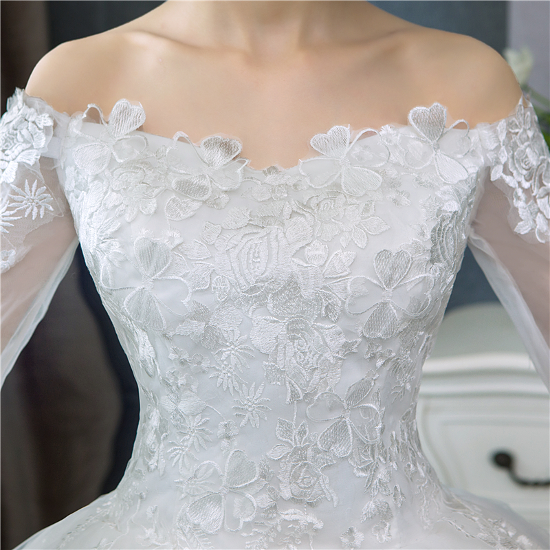 Half Sleeve Floral Print Ball Gown Wedding Dress 2020 New Fashion estidos de noivas