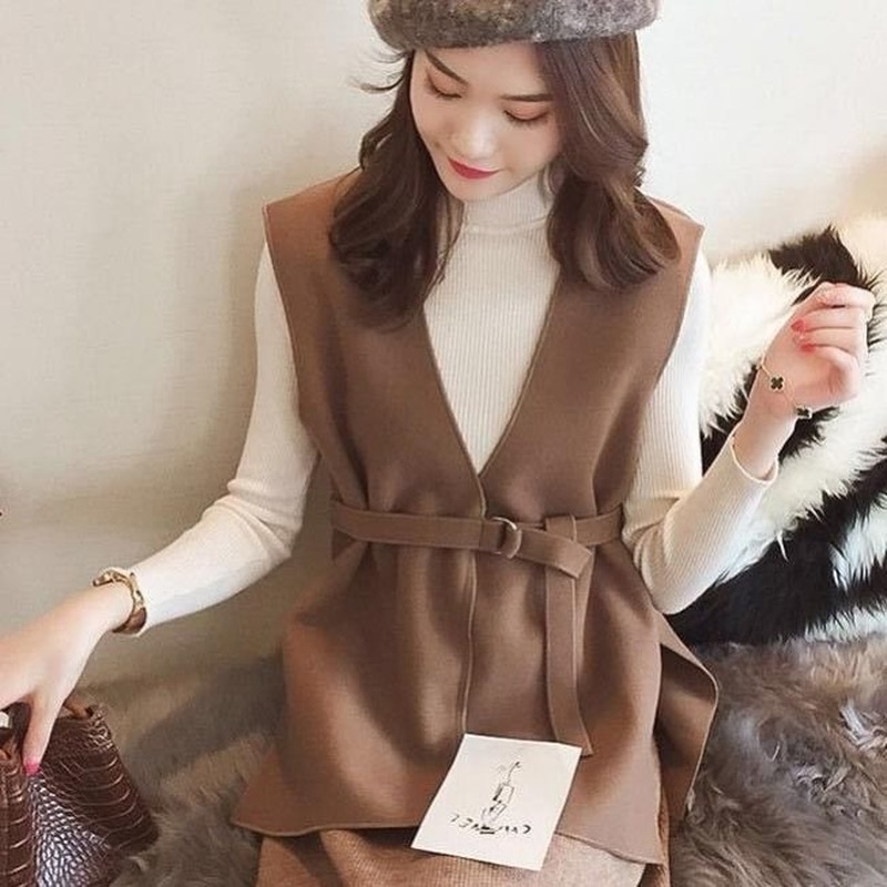 2020 New Chic Sleeveless V Neck Chaqueta Mujer Korean Solid Elegant Female Jackets Vintage Drawstring Women Coats, Light blue
2020 New Chic Sleeveless V Neck Chaqueta Mujer Korean Solid Elegant Female Jackets Vintage Drawstring Women Coats, Light blue