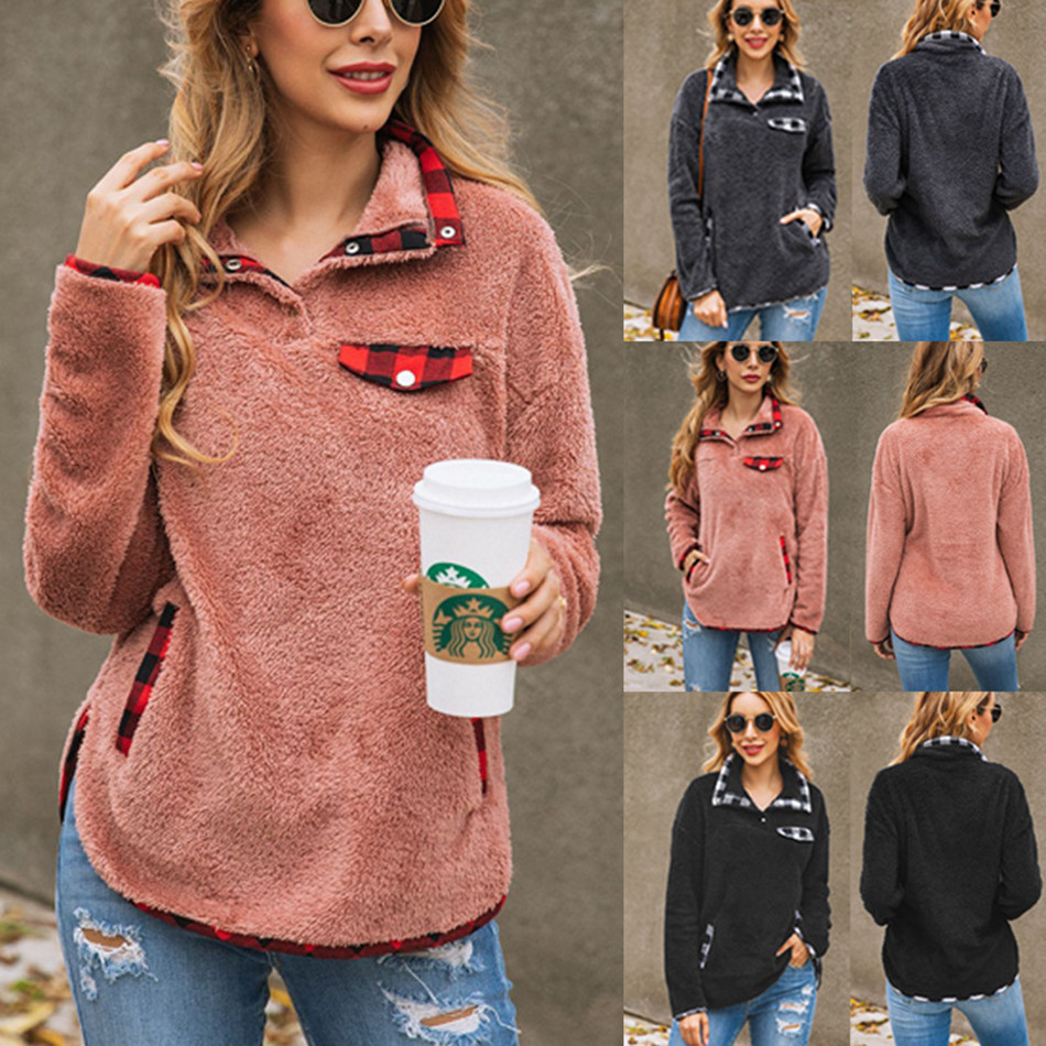 Women Patchwork Plaid collar Hoodies Tops Long Sleeve Pullover plush Sweatshirt outwear coat Autumn Winter hoodie with pocket LJJA3163, Black
Women Patchwork Plaid collar Hoodies Tops Long Sleeve Pullover plush Sweatshirt outwear coat Autumn Winter hoodie with pocket LJJA3163, Black