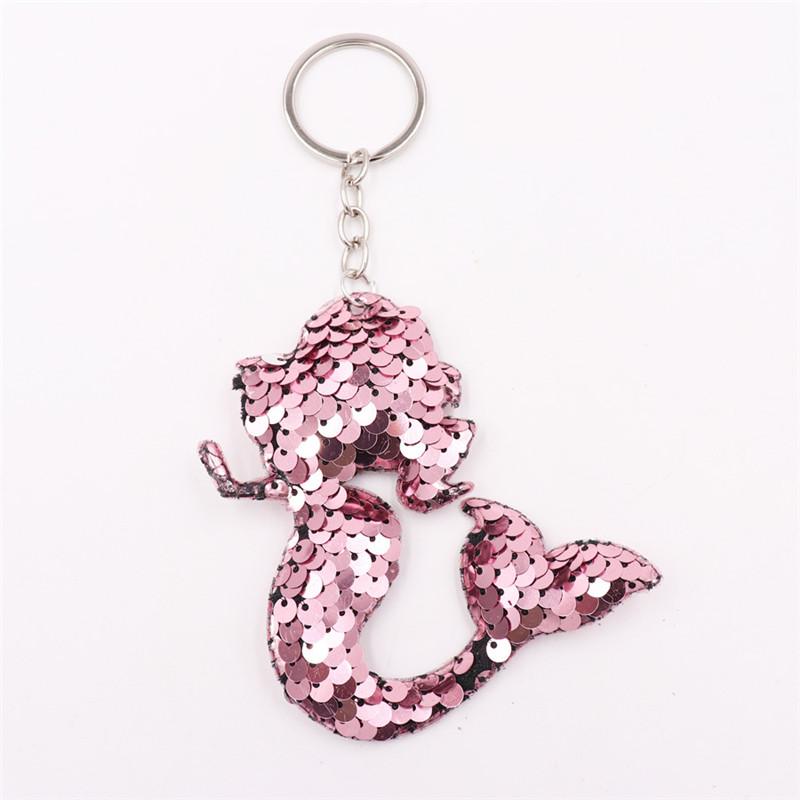 30pcs/Lot Animal Keychain Glitter Pompom Sequins Key Chain Gifts Women Car Bag Accessories Key Ring Wedding Souvenir for Guests