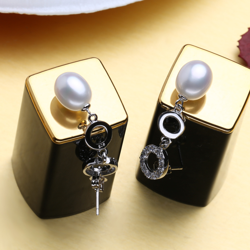 Fashion-Freshwater Drop Pearl Earring DHgate 925-sterling-silver long Earrings Pearls Jewelry bohemia double round earrings