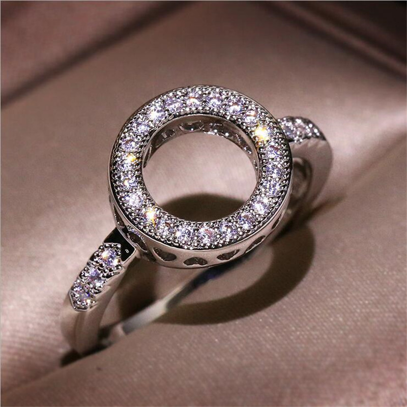 Classical Fashion Jewelry 925 Sterling Silver Pave White Sapphire CZ Diamond Gemstones Party Women Wedding Bridal Ring For Lovers' Gift