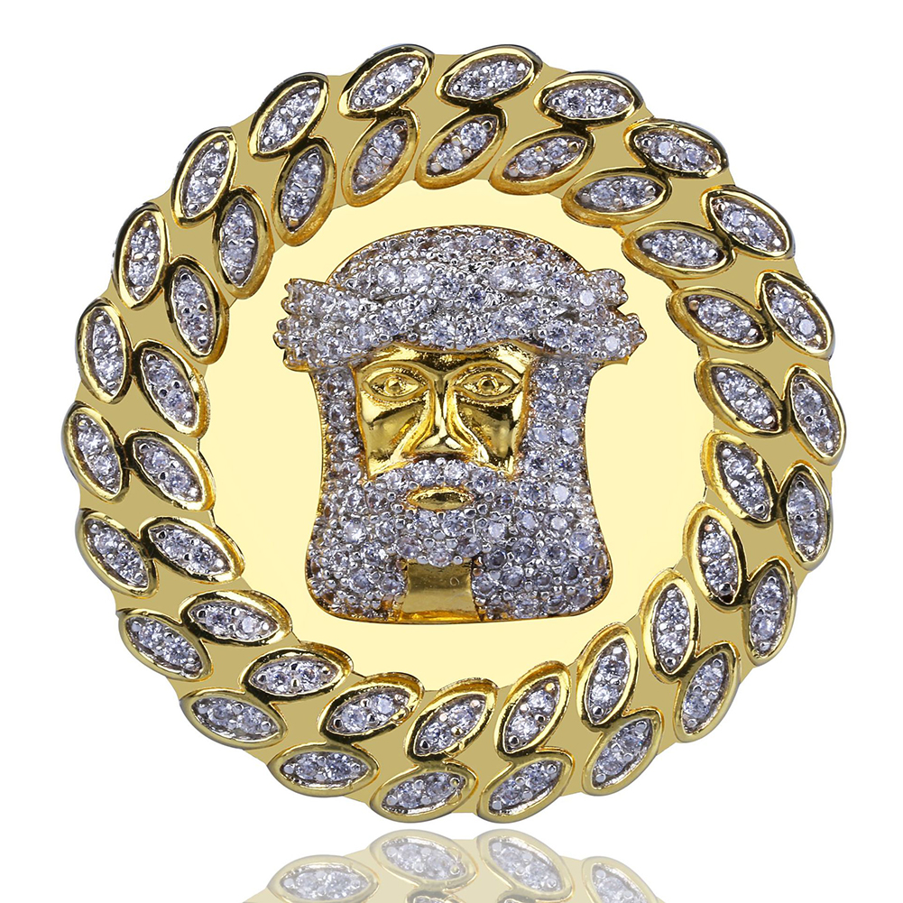 Hip Hop Casting Jesus Religious Rings Shining 18k Real Gold Plated Cubic Zircon Diamond Finger Ring Jewelry