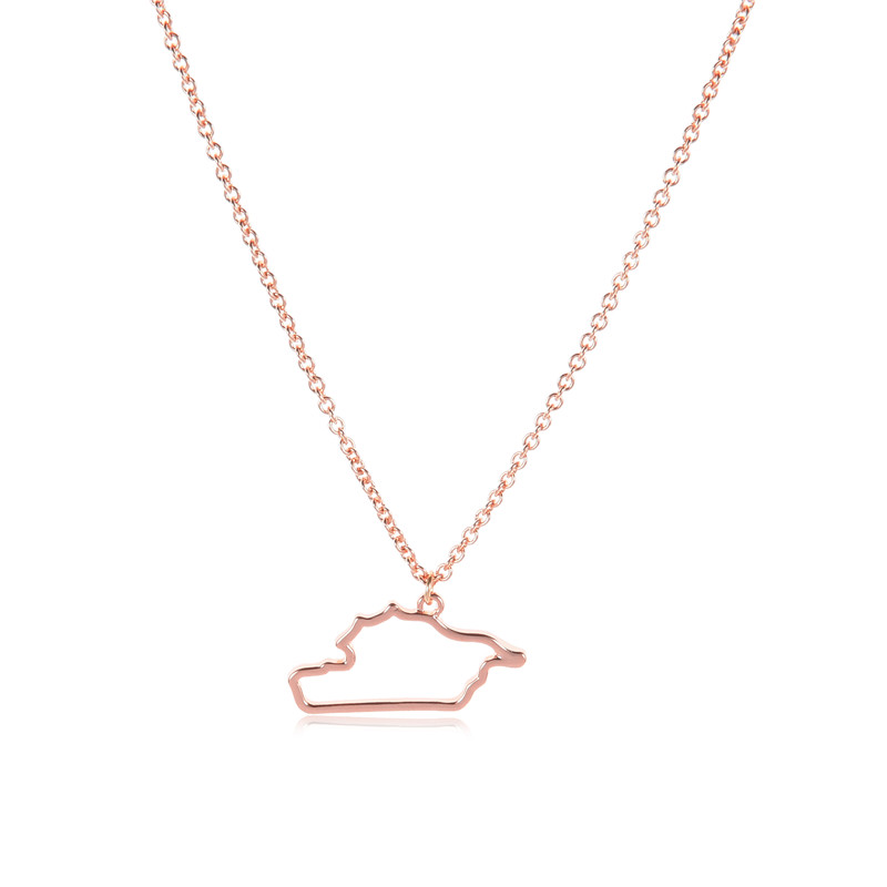 5PCS Outline Asian Country Map Syria Necklace Syrian Arab Republic Continent Pendant Chain Necklaces Hometown Souvenir Jewelry Women Gifts