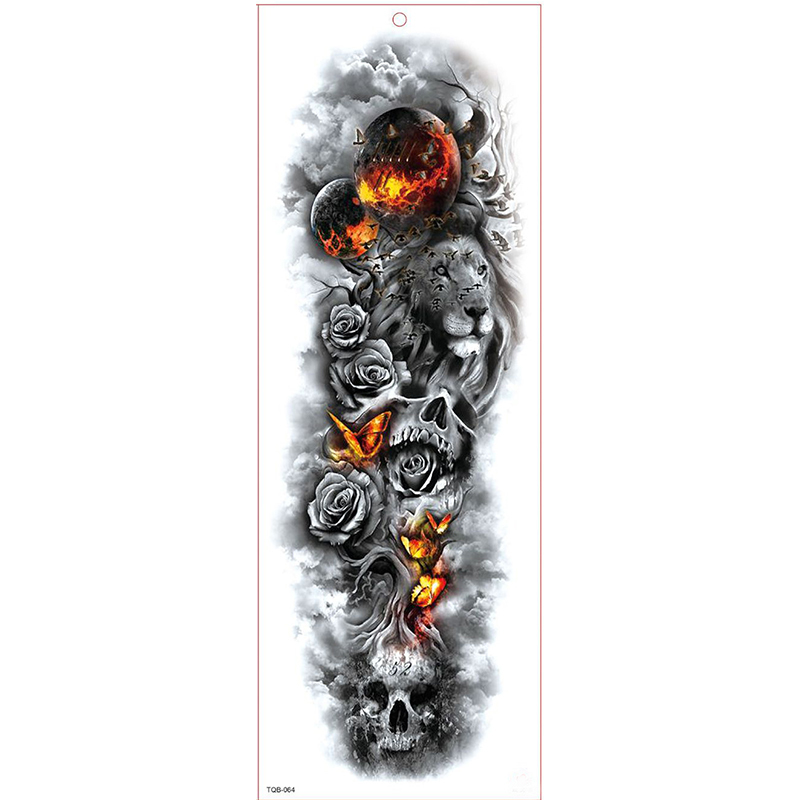 Large Arm Sleeve Tattoo Waterproof Temporary Tattoo Sticker Lion Beast Rose Full Flower Tatoo Body Art Tattoo Girl