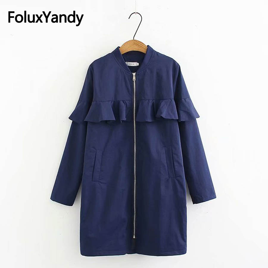 Zipper Casual Ruffles Trench Coat for Women Autumn Style V-neck Loose Long Trench Solid Outerwear KKFY2543, Blue
Zipper Casual Ruffles Trench Coat for Women Autumn Style V-neck Loose Long Trench Solid Outerwear KKFY2543, Blue
