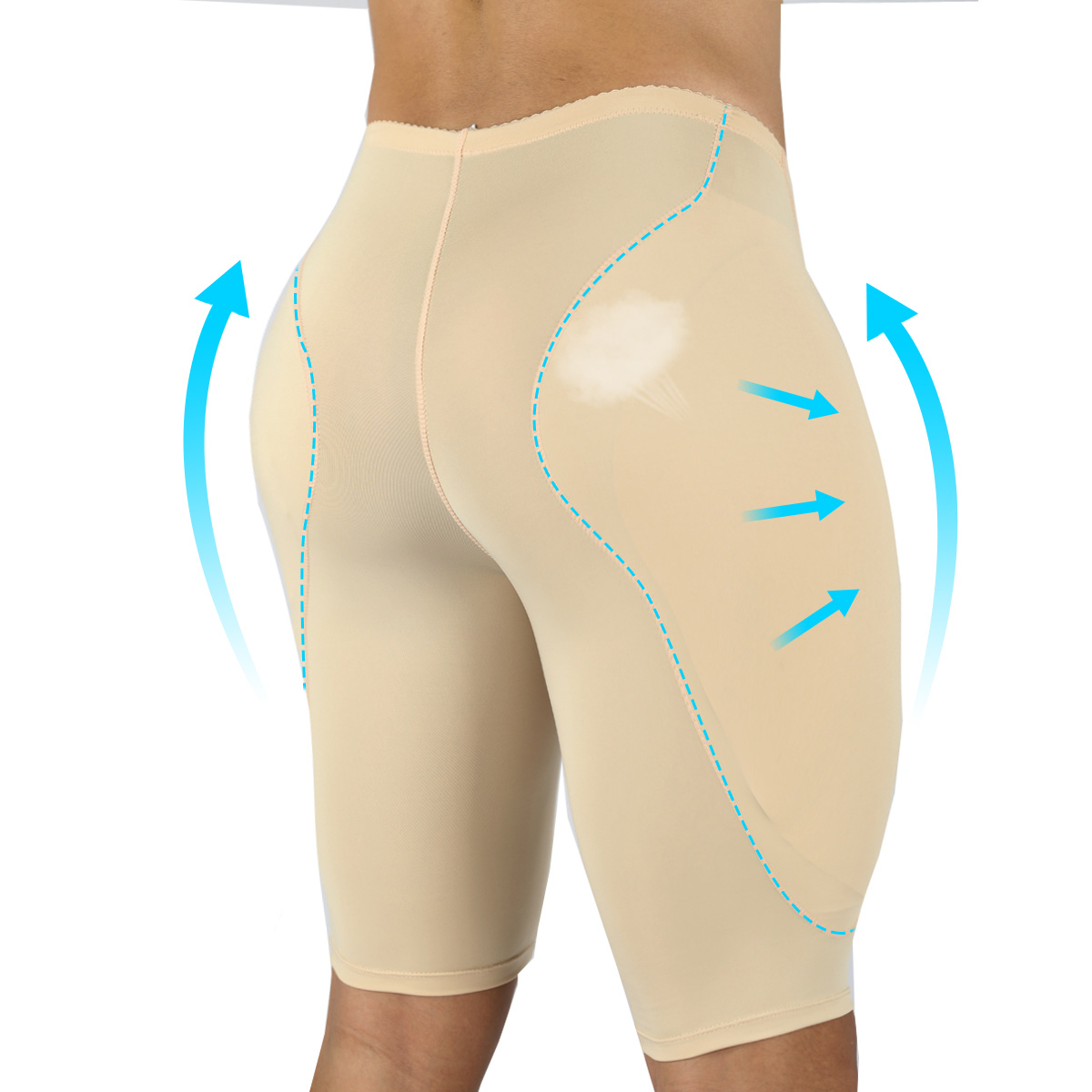 Mens Body Shaper Side Booty Padded Compression Waist Trainer Tummy Control Panties Slimming Shapewear Modeling Girdle Fake Ass Padded Boxers