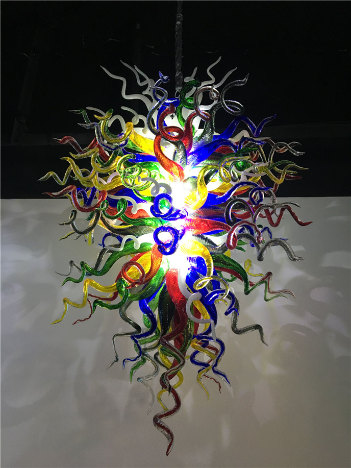 Murano Chandelier LED Glass Pendant Light Tiffany G9 Hand Blown Glass Chandelier Multi Color Art Deco Stained Glass Dining Room Lamps