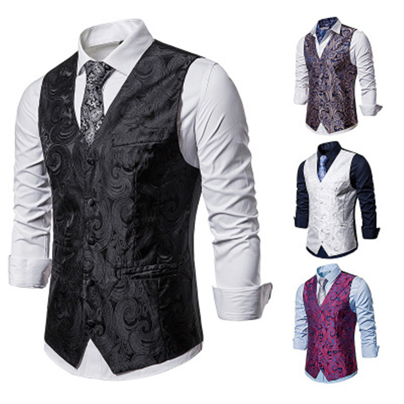 Fashionable Handsome Men' Cashew Flower Single Breasted Vest Vest Jacket Men' Suit Wedding Waistcoat Weste, Black
Fashionable Handsome Men' Cashew Flower Single Breasted Vest Vest Jacket Men' Suit Wedding Waistcoat Weste, Black