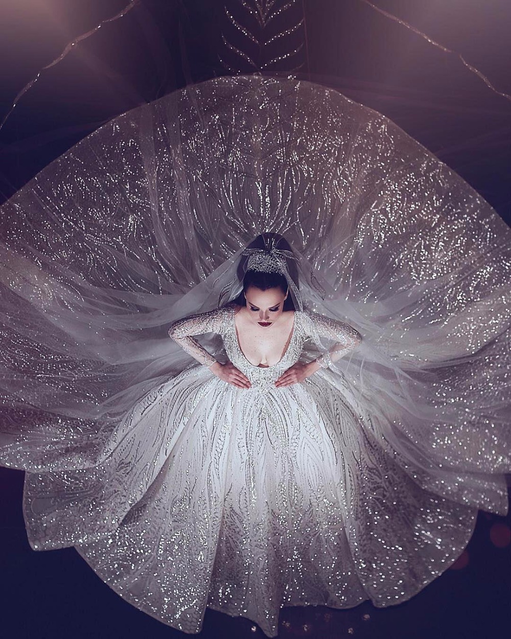 Dress Princess Beading Illusion Long Sleeve Wedding Gowns Sexy Deep V Neck Ball Gown Bridal Dresses es