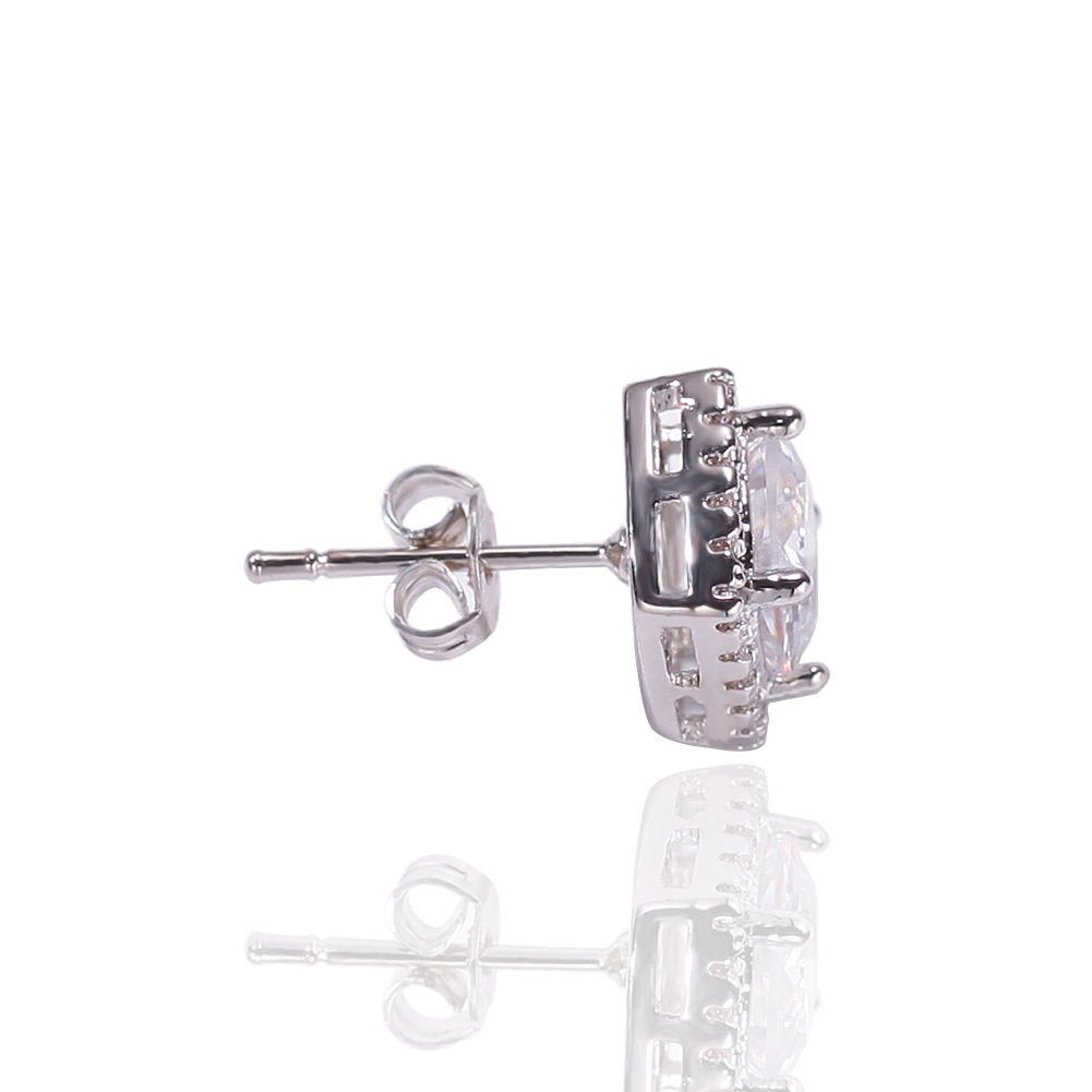 New Fashion White Gold Black Cubic Zirconia Mens and Womens Stud Earrings Hip Hop Round Square Cz Diamond Earring Studs for Couples Bijoux