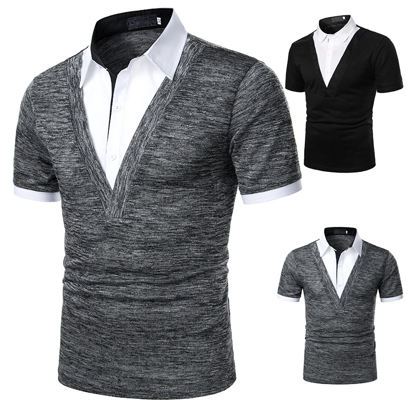 Summer Men' Short-sleeved Tops Shirt Fashion Two-piece Fashion Design Casual Men' Lapel Stitching Breathable Shirt, Black
Summer Men' Short-sleeved Tops Shirt Fashion Two-piece Fashion Design Casual Men' Lapel Stitching Breathable Shirt, Black