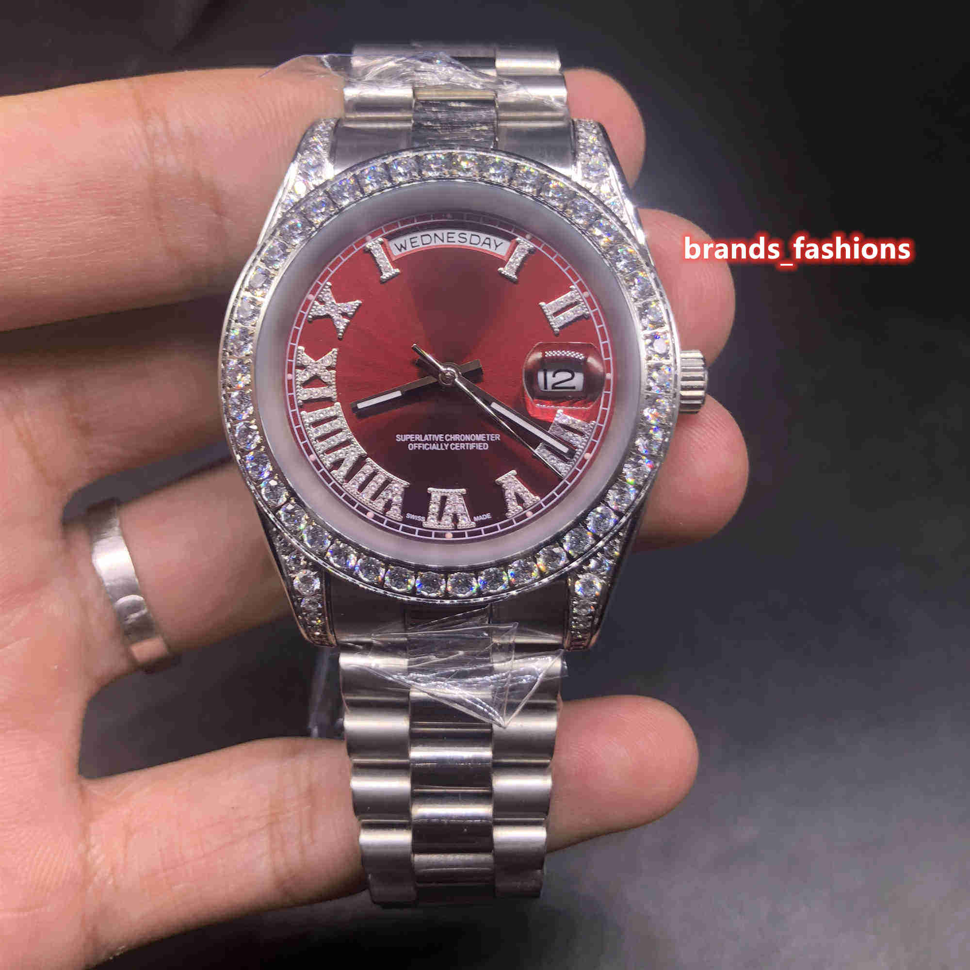 Boutique Men's Business Watches Silver Stainless Steel Case Watch Red Face Watch Diamond Bezel Automatic Mechanical Wristwatch
Boutique Men's Business Watches Silver Stainless Steel Case Watch Red Face Watch Diamond Bezel Automatic Mechanical Wristwatch