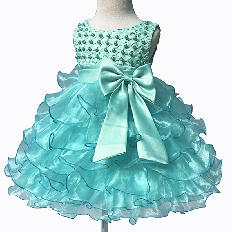 Baby Kids Pearl Princess Baptism Party Tutu Dress For Girls Infant Girl's Christening Birthday Dress Toddler Carnival Vestidos Y19061101