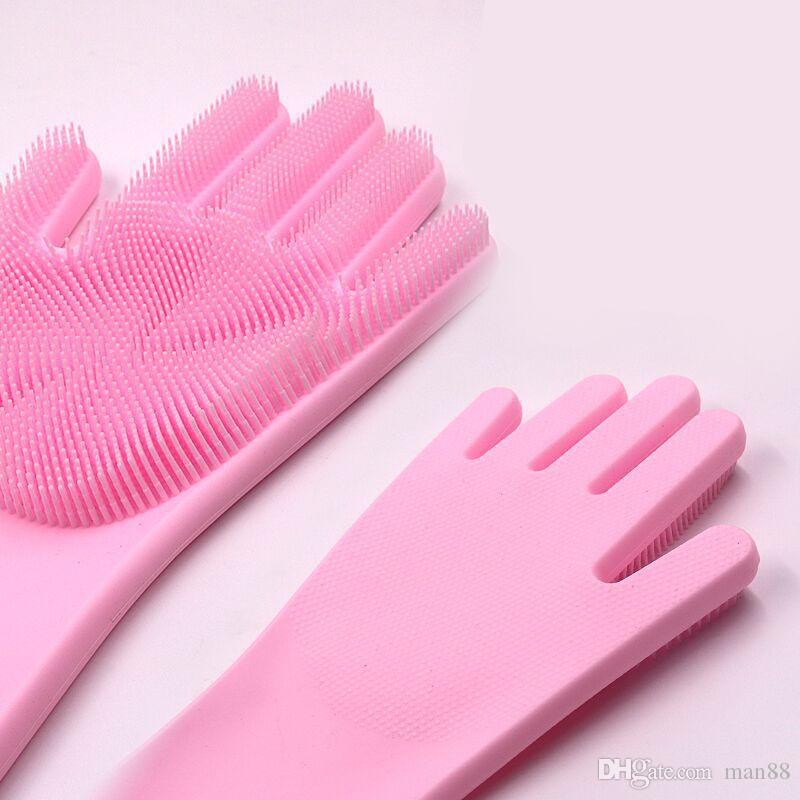 Silicone dishwashing gloves dishwashing brush housework gloves kitchen cleaning gloves