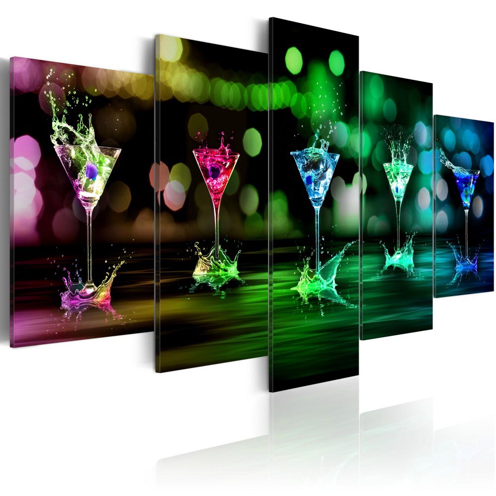 Unframed 5 Pieces Beautiful Modern Wall Oil Painting Abstract Cocktail Fruit Kitchen Wall Art Picture Paint on Canvas Prints