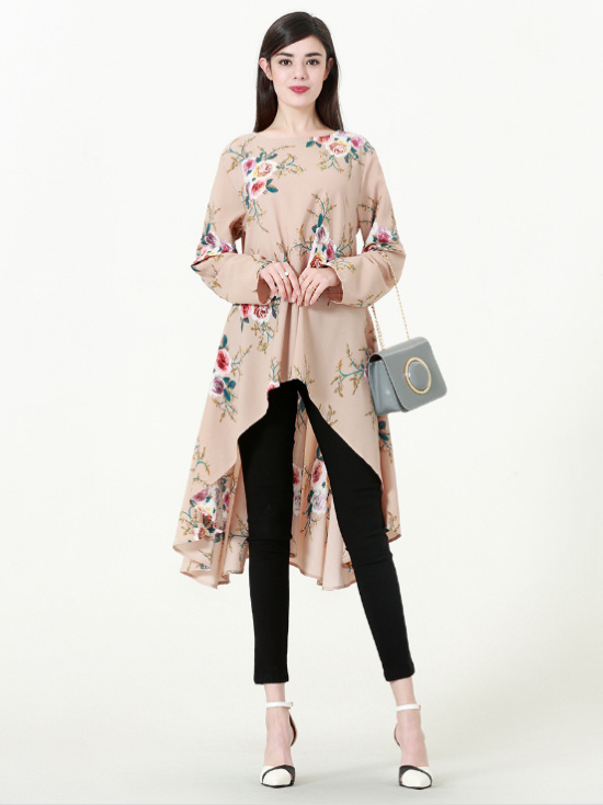 Ethnic Clothing Muslim Abaya Dress Shirt Blouse Tops Print Flower Loose Style Plus Size Islamic Middle East Long Robes Jubah Moroccan