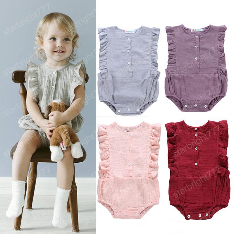 Baby Girls Solid Romper 4 Design Cotton Sleeveless Single Breasted Button Jumpsuit Kid Designer Onesies Girls Outfits 6M-2T
Baby Girls Solid Romper 4 Design Cotton Sleeveless Single Breasted Button Jumpsuit Kid Designer Onesies Girls Outfits 6M-2T