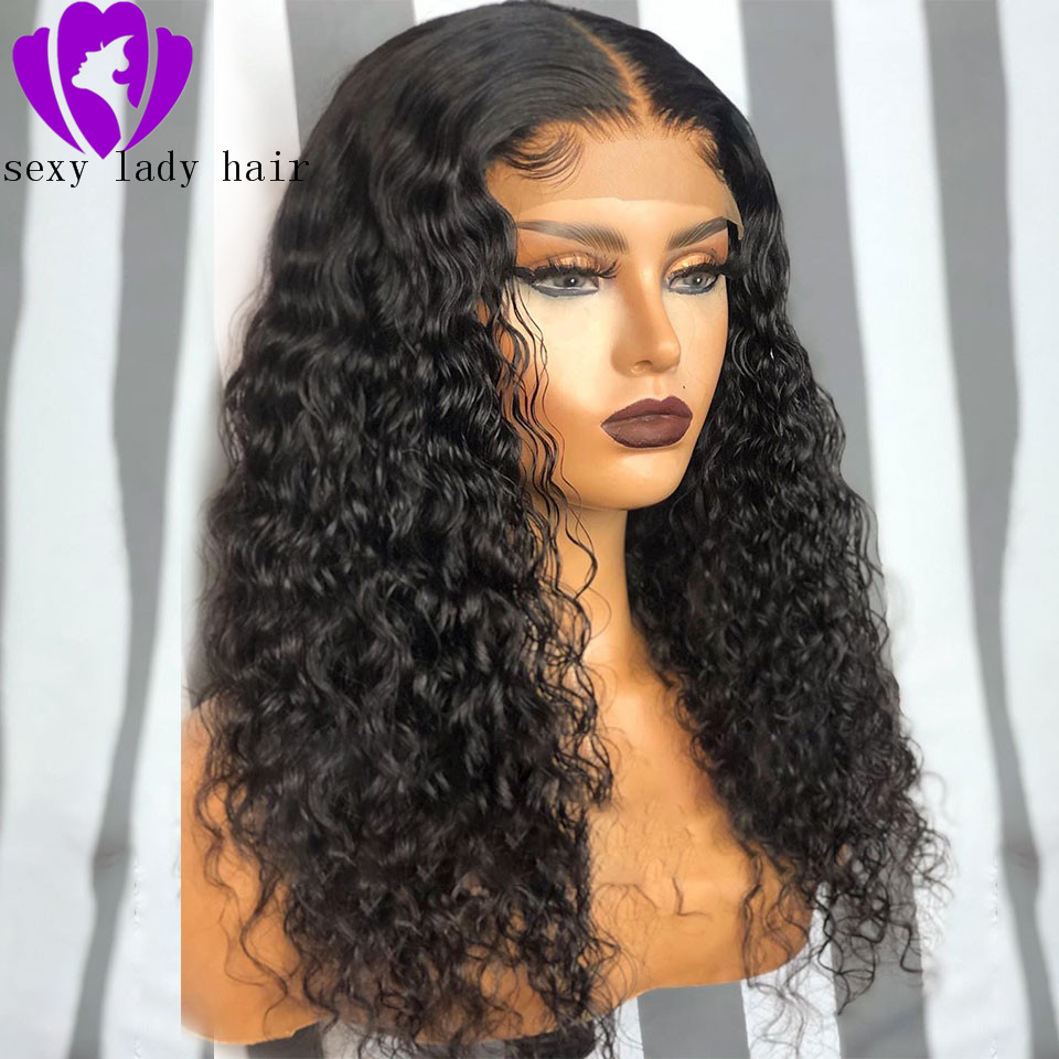 Free shipping Deep part 360 lace kinky Pre Plucked black curly synthetic Lace Front Wig For Women Baby Hair