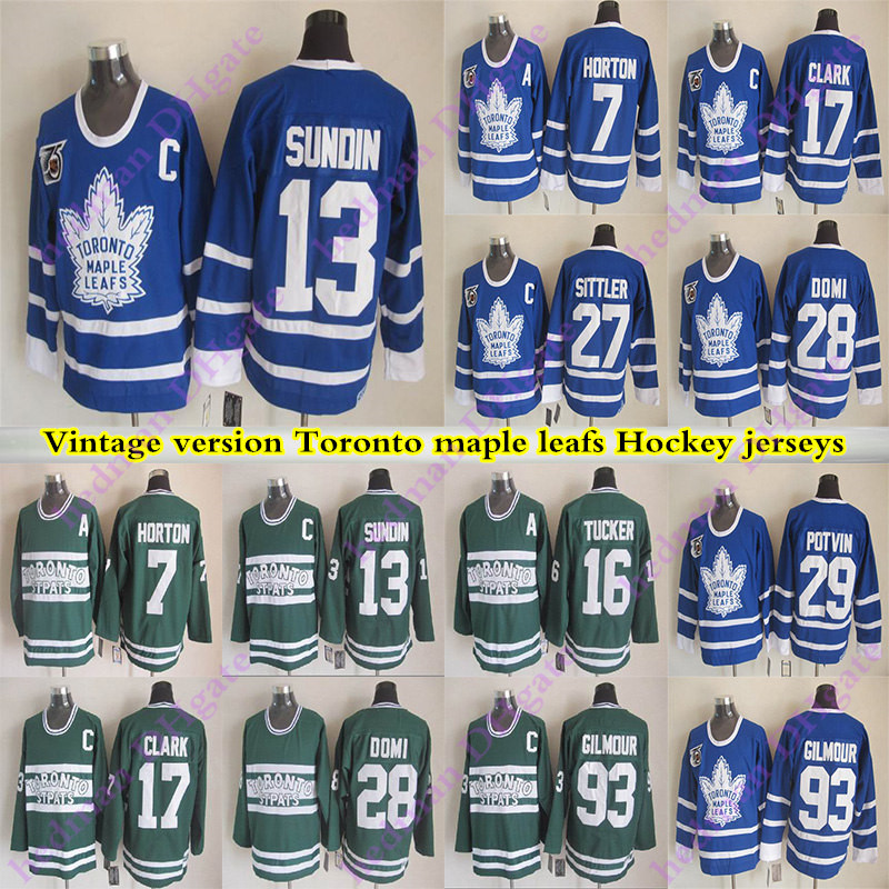 Toronto maple leafs Vintage version Hockey jersey 13 SUNDIN 17 CLARK 93 GILM0UR 7 HORTON 27 SITTLER 16 TUCKER 28 DOMI CCM jerseys, Black;red
Toronto maple leafs Vintage version Hockey jersey 13 SUNDIN 17 CLARK 93 GILM0UR 7 HORTON 27 SITTLER 16 TUCKER 28 DOMI CCM jerseys, Black;red