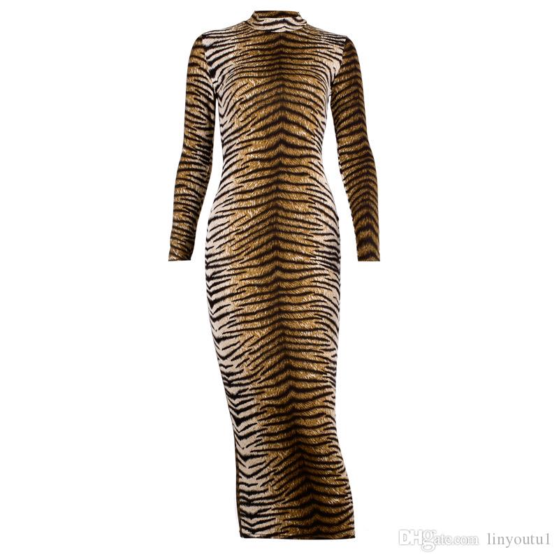 long sleeve high neck leopard print sexy bodycon mini dress 2020 autumn winter women fashion Christmas party clothe