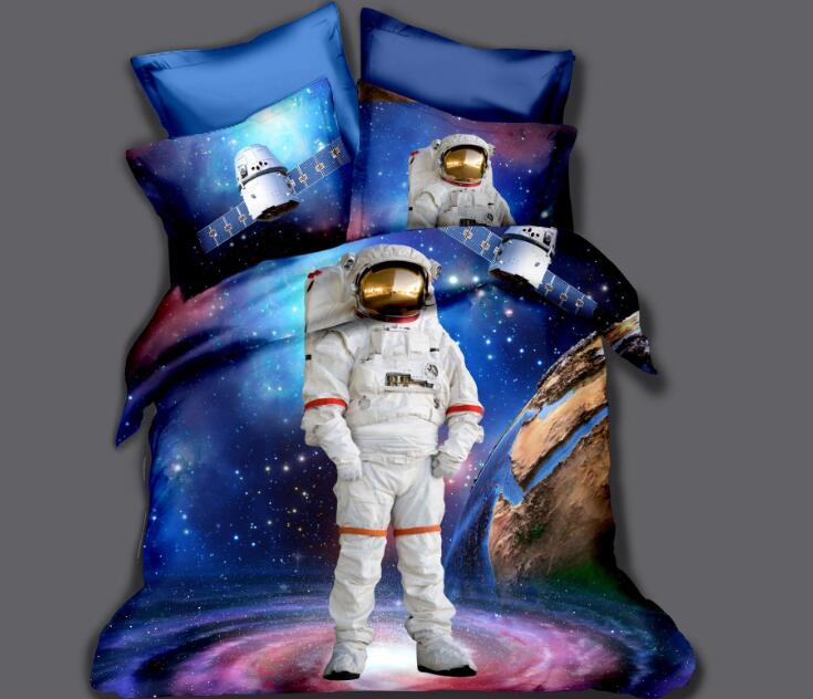 3D Astronaut Bedding Set Spaceman Duvet Cover Set 3 Pcs Bedcloth with Pillowcase Twin Full Queen King Size