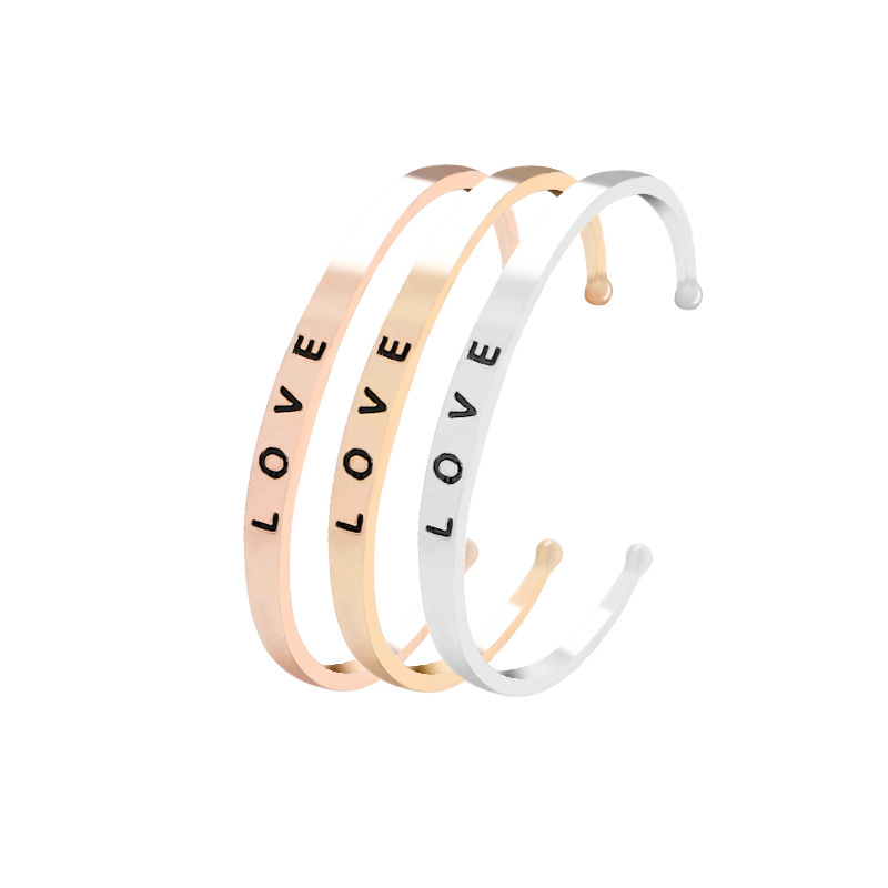 2019 Fashion engraved Love Letter Cuff Bangle women creative Open bracelet For Men couple Luxury Jewelry Gift
2019 Fashion engraved Love Letter Cuff Bangle women creative Open bracelet For Men couple Luxury Jewelry Gift