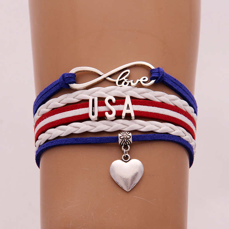 Infinity Love Usa Bracelets Bangles Heart Charm Braided Pu Leather Bracelet Classical Jewelry For Women Men Drop Shipping
Infinity Love Usa Bracelets Bangles Heart Charm Braided Pu Leather Bracelet Classical Jewelry For Women Men Drop Shipping