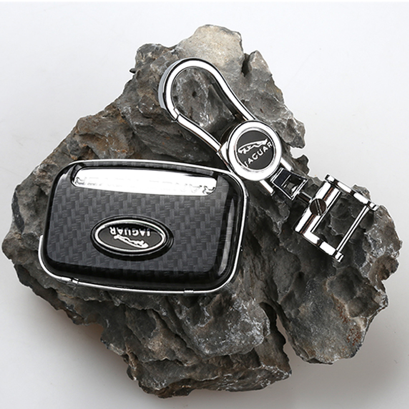 2025 new For Jaguar XE XF XJ FPACE Carbon Fiber Style Car Remote Key Shell Fob Case Cover with Metal KeyChain7180368 Free shipping