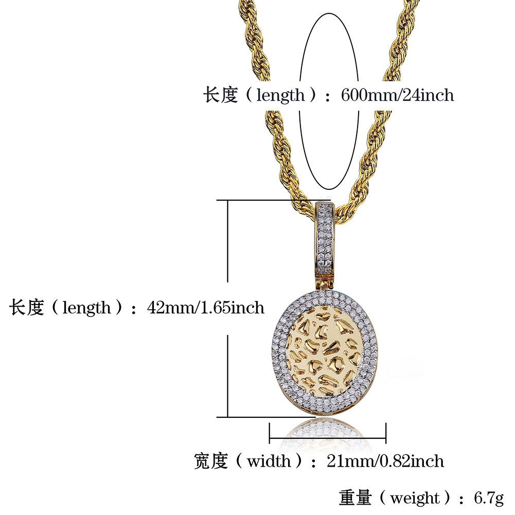 18K Gold & White Gold Plated Cubic Zirconia Round Gold Bullion Pendant Chain Necklace 24 inch Hip Hop Punk Rock Rapper Jewelry Gifts for Guy