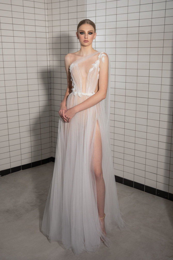 2019 Berta Bohemian Boho Wedding Dresses One Shoulder A Line Illusion Beach Wedding Dress Floor Length Side Split Vestidos De Novia