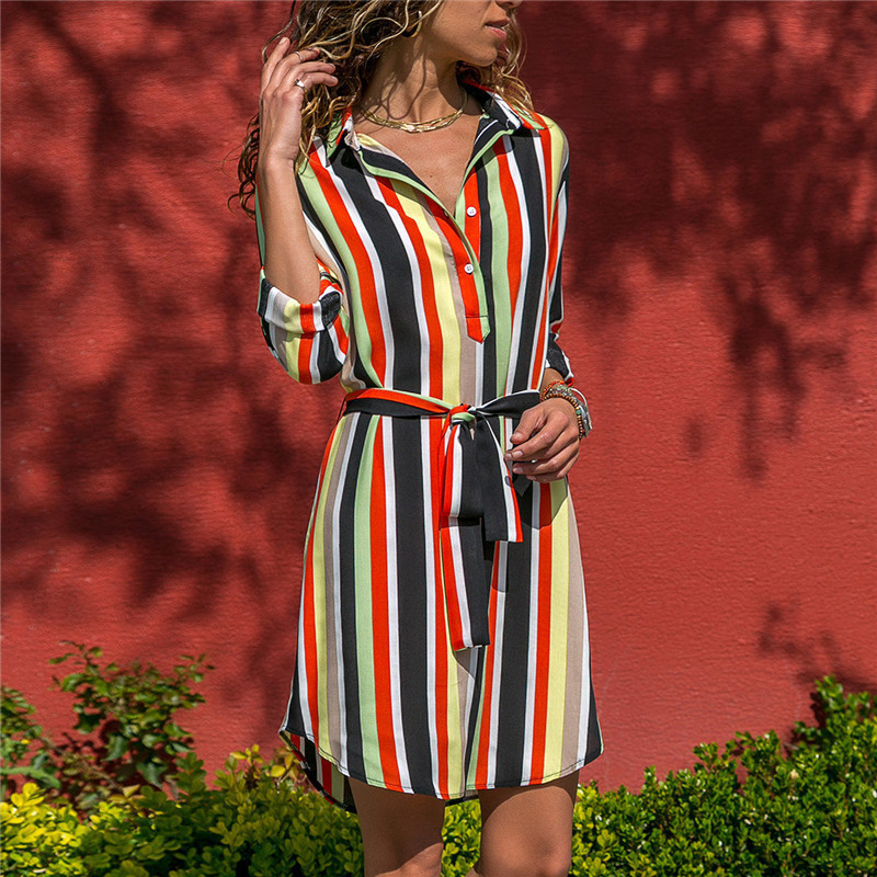 Chiffon Striped Shirt Dress Long Sleeve 2019 Boho Beach Dresses Women Casual Floral Print A-line Mini Party Dress Vestidos, As picture
Chiffon Striped Shirt Dress Long Sleeve 2019 Boho Beach Dresses Women Casual Floral Print A-line Mini Party Dress Vestidos, As picture