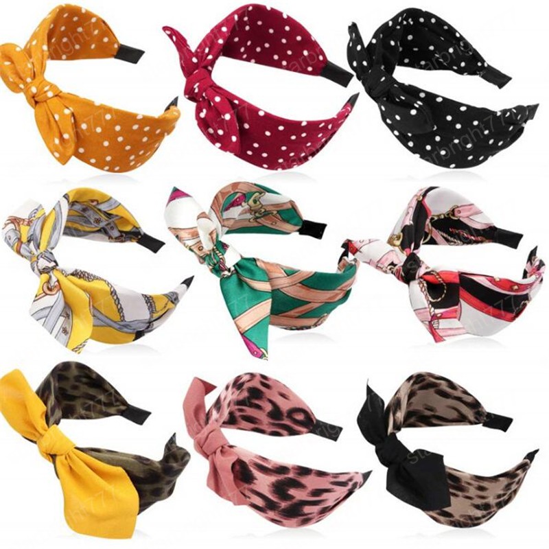 Fashion Women Bezel Rabbit Ears Korean Point Leopard Hairband Hair hoop Women Girls Elegant Cross Hair Accessories Headwear
