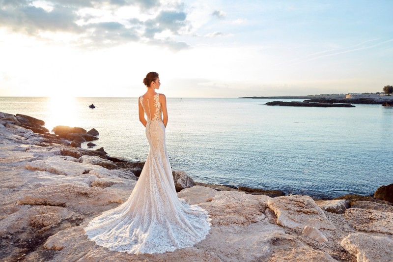 eddy k mermaid wedding dresses sweep train sheer jewel neck lace appliqued bridal gowns country bohemian vintage beach wedding dress