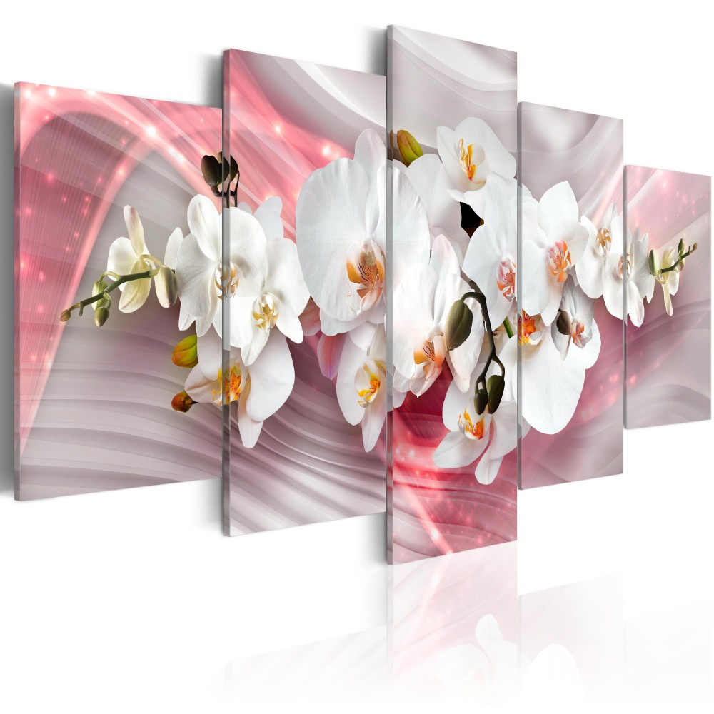 5 Pcs/set Canvas Print (No Frame) Abstract Flowers Canvas Painting Yellow Orchids Floral Wall Picture Living Room Decoration