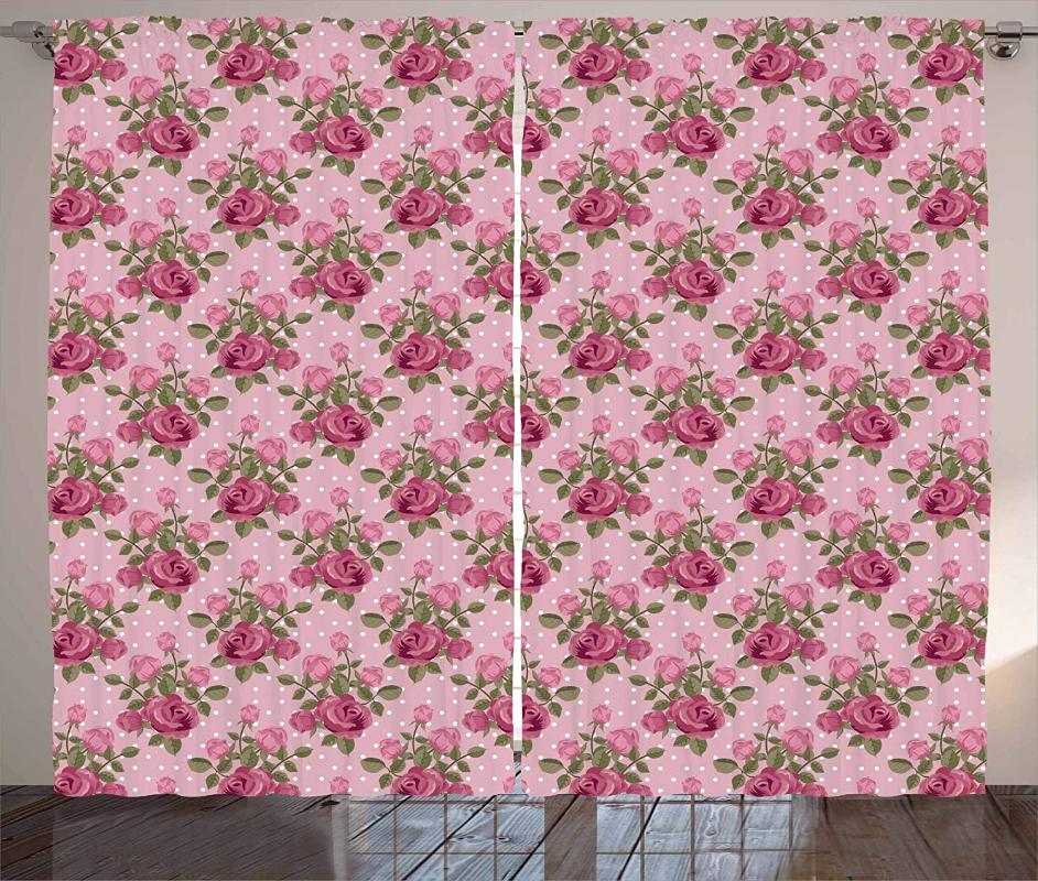 Roses Curtains Romantic Feminine Floral Arrangement with Blossoming Nature Pattern Polka Dots Living Room Bedroom Window Drapes, As pic
Roses Curtains Romantic Feminine Floral Arrangement with Blossoming Nature Pattern Polka Dots Living Room Bedroom Window Drapes, As pic