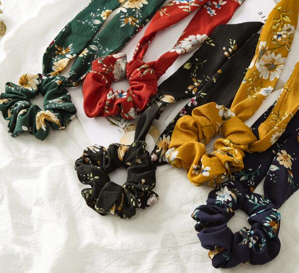 New floral ribbon large intestine circle hair circle long style flowing soda knot accessories women's hair binding WL1252