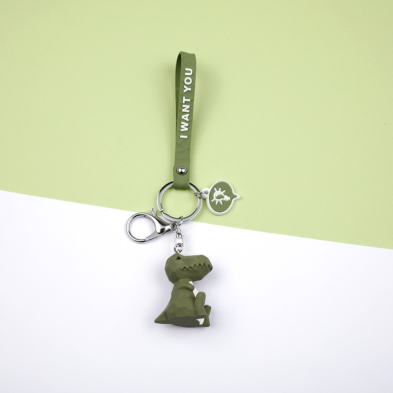 Cute Cartoon Key Rings 3D Keychains Creative Geometric Faceted Dinosaur Panda Rabbit Cat Res Animal Doll Couple Car Keyrings Chain Bag Charm