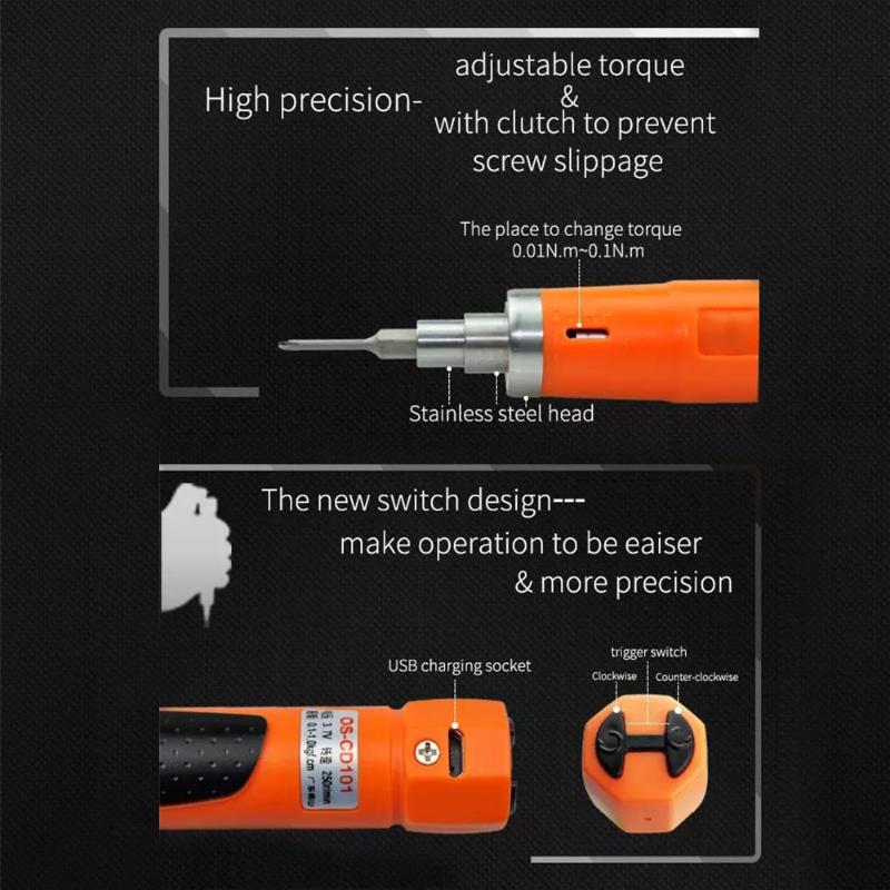 Precision Mini Screwdriver Set Pen Type Cordless Electric Screwdriver with 6pcs Bits Adjustable Torque for Mobile Phone Repair
Precision Mini Screwdriver Set Pen Type Cordless Electric Screwdriver with 6pcs Bits Adjustable Torque for Mobile Phone Repair