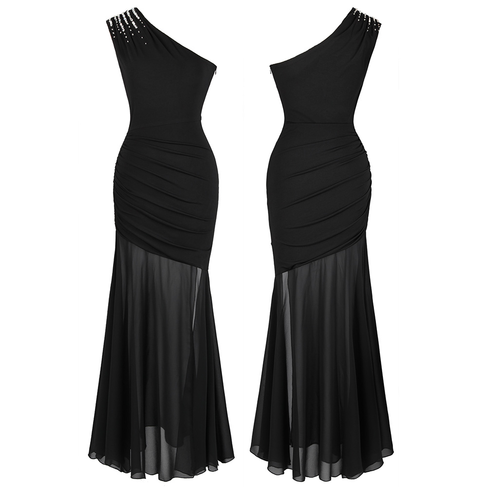 Angel-fashions Women's One shoulder Beading Crystal Ruched Illusion Split Formal Long Mermaid Black Party Dress 426
Angel-fashions Women's One shoulder Beading Crystal Ruched Illusion Split Formal Long Mermaid Black Party Dress 426
